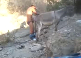 Cumshot for a mule in a fucked-up outdoor vid